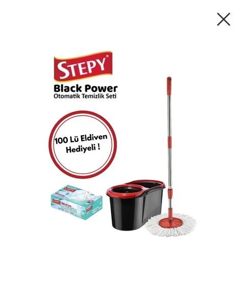 Stepy Black Power Temizlik Seti 100 Lü Eldiven Hediyeli ürün görseli 1