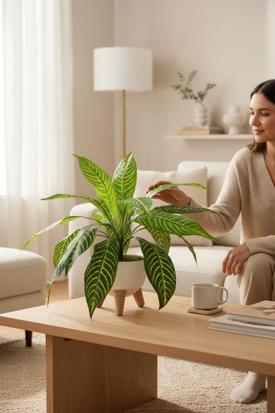 Yapay Çiçek Drecana Yukka 18 Yapraklı Salon Çiçeği Zigon Saksıda Yapay Bitki - Resim 3