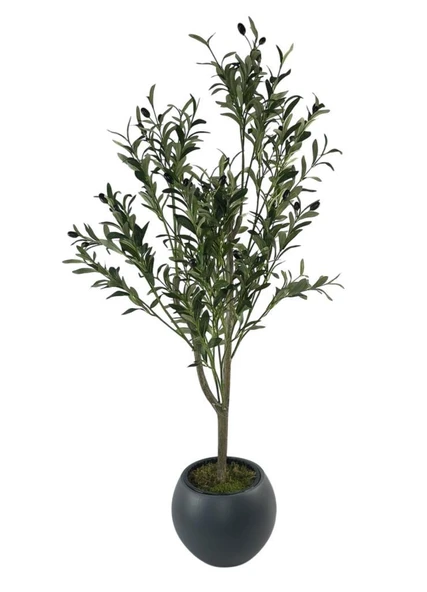 Yapay Zeytin Ağacı Antrasit Küre Saksıda 120cm Doğal Görünümlü Yapay Ağaç - Resim 2