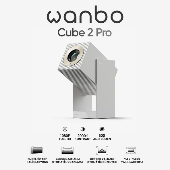 Wanbo Cube 2 Pro Projeksiyon Cihazı - Beyaz ürün görseli 1