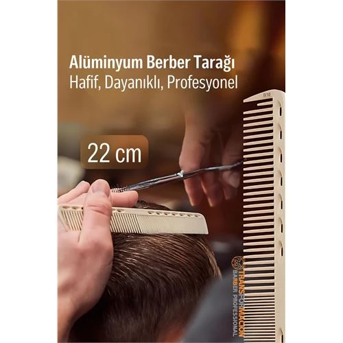 22 cm Alüminyum Saç Kesim Tarağı – Berber Tarağı -Hafif, Dayanıklı, Profesyonel ürün görseli 1