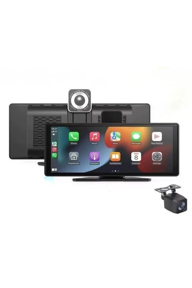 Leerfei Lf-1026 Taşınabilir HD Dokunmatik Ekranlı Kablosuz Araç Multimedya Oynatıcısı -CarPlay Android Auto Geri Görüş K ürün görseli 1