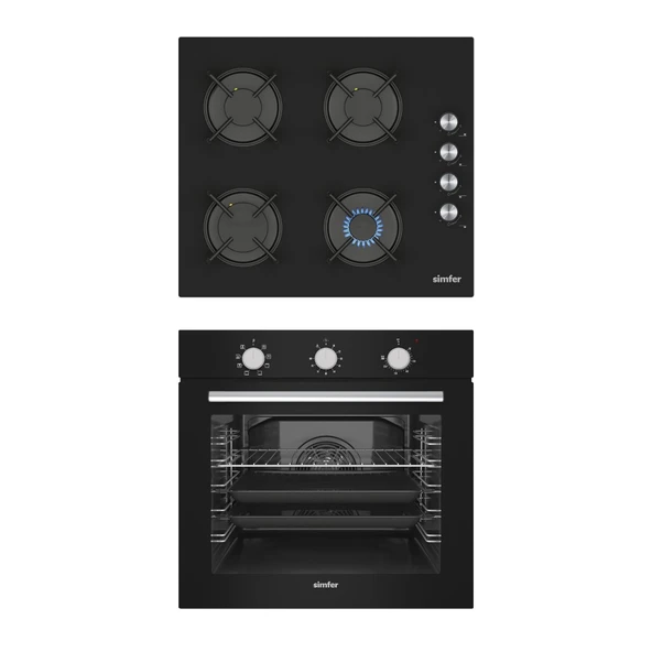 Simfer 9 Fonksiyon Mekanik Siyah Power Turbo 2'li Ankastre Set (8226 Fırın + 3046 Ocak) ürün görseli 1