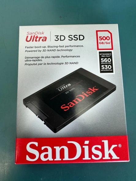 Sandisk Ultra 3D 500GB 560MB-530MB SATA3 SSD ürün görseli 1