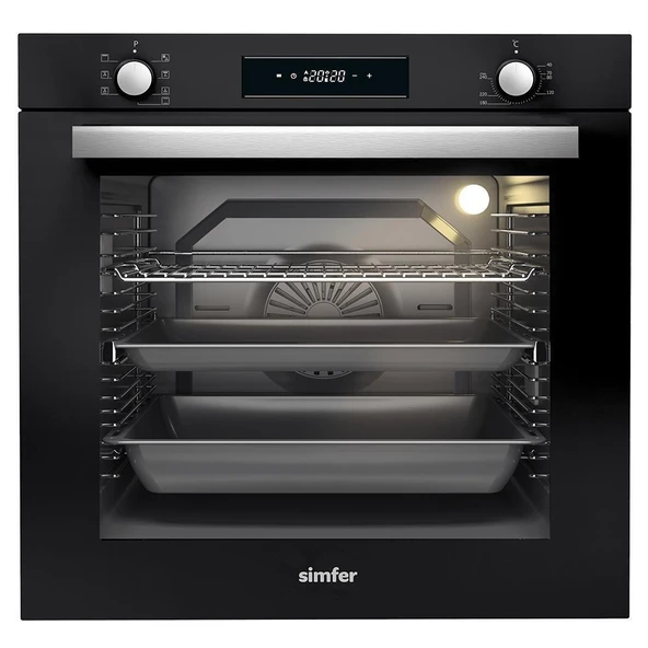 Simfer 8 Fonksiyon Siyah Multi Turbo Dijital 2'li Ankastre Set (7381 Fırın + 3653 Ocak) - Resim 2