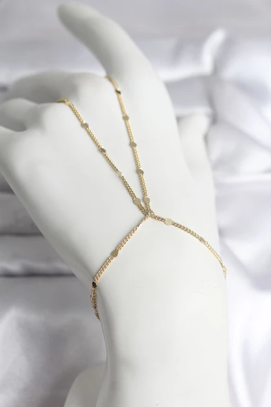 Gold Renk Parçalı Ezme Zincir Model Kadın Şahmeran (316L Çelik) ürün görseli 1