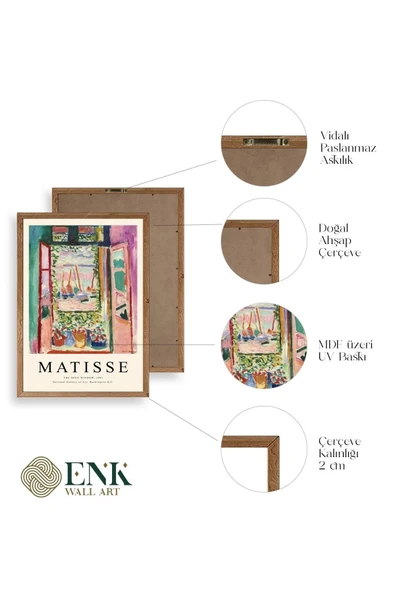 Matisse Üçlü Ahşap Çerçeveli Tablo - Resim 4