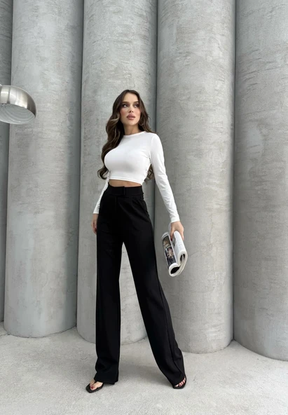 Cırtlı pantolon krep siyah pt ürün görseli 1