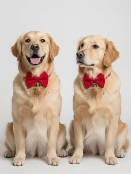 Yılbaşı Geyiği Köpek Papyon Tasması | Kırmızı Fiyonk Boyun Aksesuarı | Noel Temalı Köpek Süsü | Orta ve Büyük Irklar İçin - Resim 2