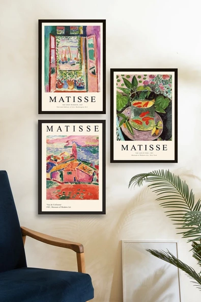 Matisse Üçlü Ahşap Çerçeveli Tablo - Resim 2