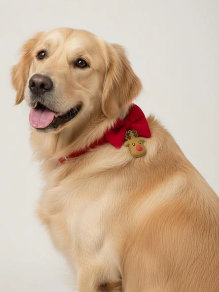 Yılbaşı Geyiği Köpek Papyon Tasması | Kırmızı Fiyonk Boyun Aksesuarı | Noel Temalı Köpek Süsü | Orta ve Büyük Irklar İçin - Resim 4