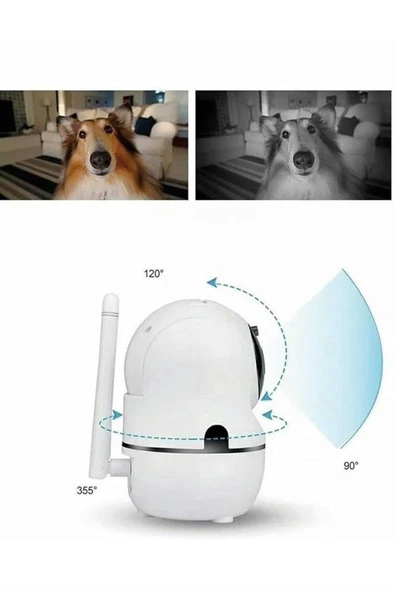 Kablosuz Wifi Destekli Akıllı Güvenlik Kamerası Hareket Sensörlü - Resim 3