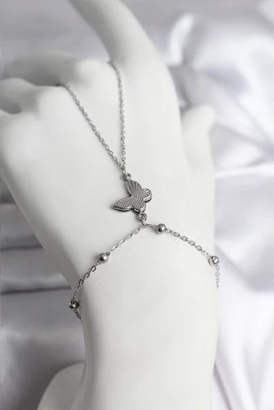 Gümüş Renk Kelebek Model Kadın Şahmeran (316L Çelik) ürün görseli 1