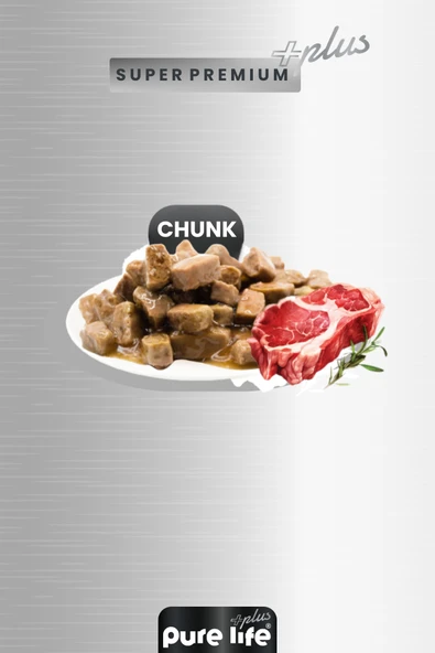 Plus 6'lı Kuzulu Yetişkin Konserve Chunk Parça Etli Yaş Mama 400 Gr - Resim 4