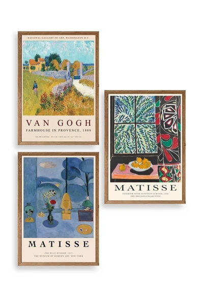 Ünlü Tablolar Üçlü Ahşap Çerçeveli Tablo ürün görseli 1