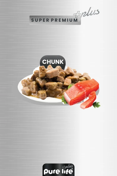 Plus 24'lü Somonlu Yetişkin Konserve Chunk Parça Etli Yaş Mama 400 Gr - Resim 2