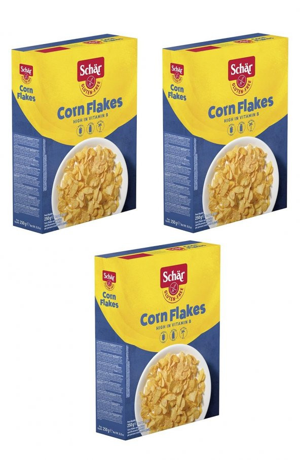 Schar Corn Flakes Glutensiz Sade Mısır Gevreği 250 g 3 Adet