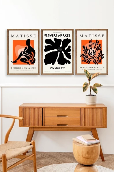 Matisse Üçlü Ahşap Çerçeveli Tablo - Resim 3