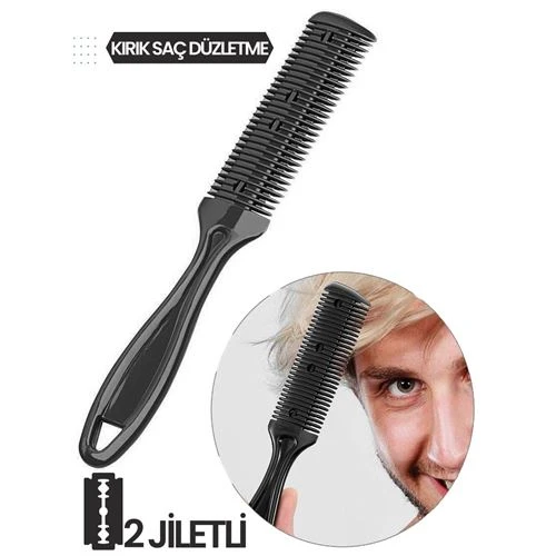 2 Jiletli Kırık Saç Sakal Düzletme İnceltme Tarağı ürün görseli 1