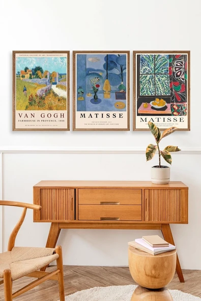 Ünlü Tablolar Üçlü Ahşap Çerçeveli Tablo - Resim 3