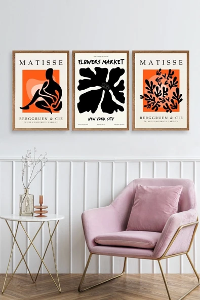Matisse Üçlü Ahşap Çerçeveli Tablo - Resim 2