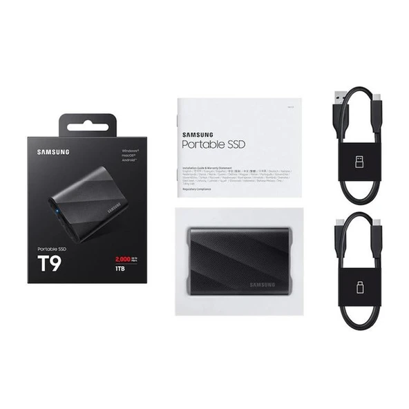 Samsung T9 1TB Usb 3.2 Gen 2x2 Type-C Siyah - Resim 3