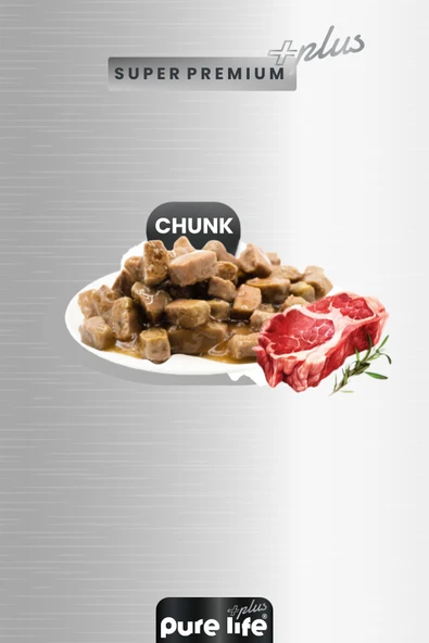 Plus 12'li Kuzulu Yetişkin Kedi Chunk Konserve Parça Etli Yaş Mama 400 Gr - Resim 3