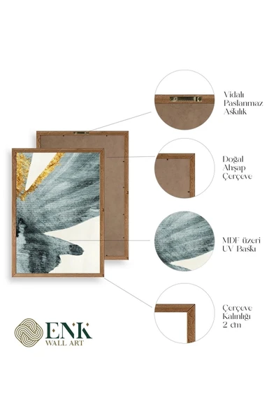 Manzara Üçlü Ahşap Çerçeveli Tablo - Resim 4