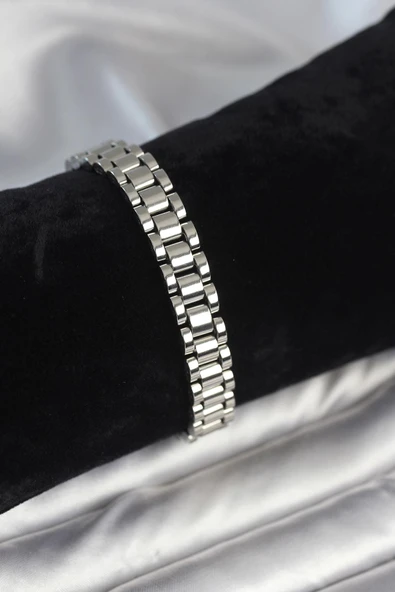 idimilla 316L Çelik Gümüş Renk 9 mm Kalınlık Erkek Bileklik ürün görseli 1