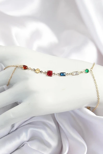 idimilla Pirinç Renkli Zirkon Taşlı Y Model Gold Renk Kadın Şahmeran ürün görseli 1