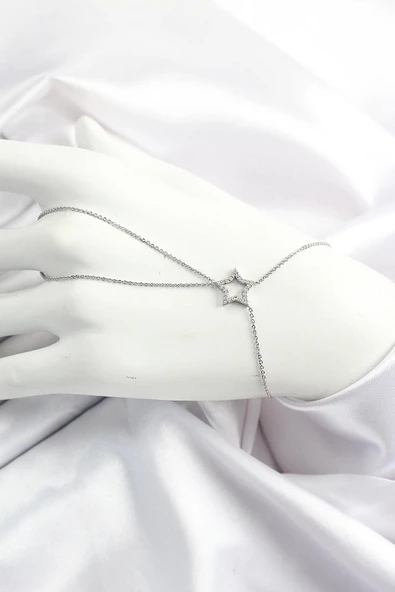 idimilla Pirinç Gümüş Renk Zirkon Taşlı Yıldız Model Şahmeran ürün görseli 1