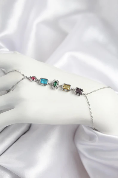 idimilla Pirinç Renkli Zirkon Taşlı Model Gümüş Renk Şahmeran ürün görseli 1