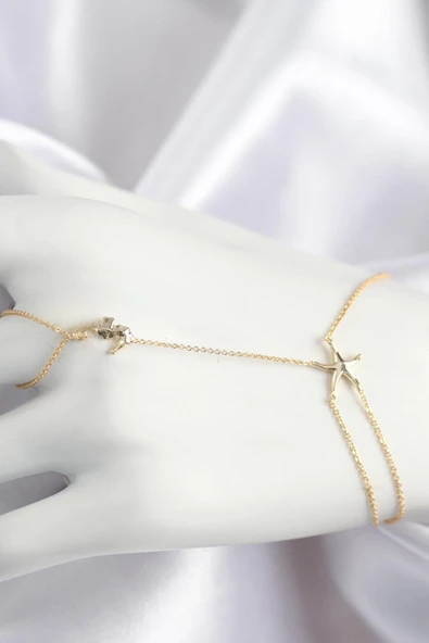 idimilla Pirinç Zirkon Taşlı Deniz Atı Ve Yıldız Model Gold Renk Şahmeran ürün görseli 1