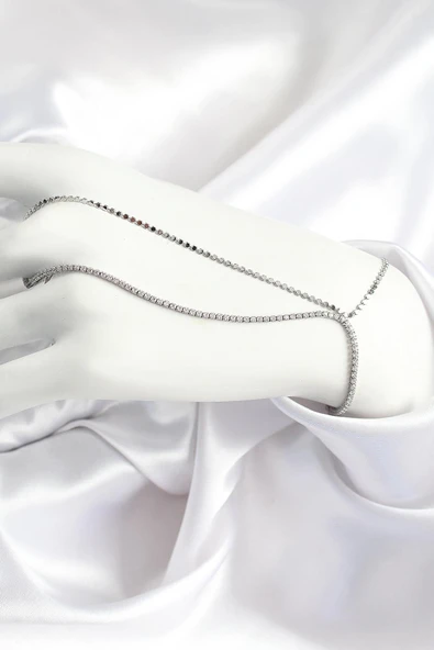 idimilla Pirinç Zirkon Taşlı Ezme Zincir Model Gümüş Renk Kadın Şahmeran ürün görseli 1