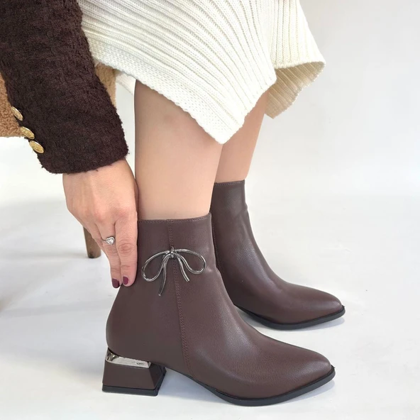 idimilla Harly Kahverengi Cilt Topuklu Bot - Resim 4