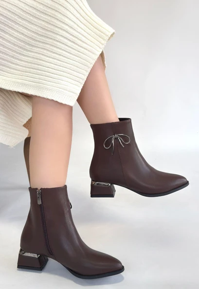 idimilla Harly Kahverengi Cilt Topuklu Bot - Resim 3