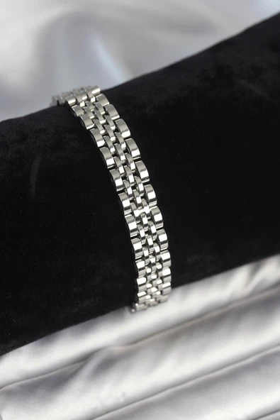 idimilla 316L Çelik 9 mm Kalınlıkta Gümüş Renkli Erkek Bileklik ürün görseli 1