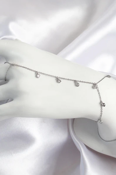 idimilla Pirinç Zirkon Taşlı Sallantılı Model Gümüş Renk Kadın Şahmeran ürün görseli 1