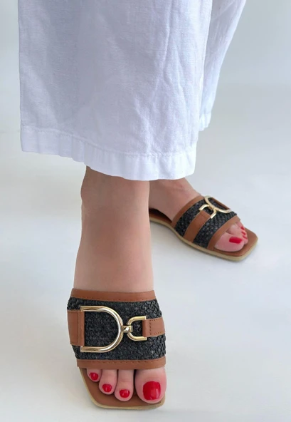 idimilla Pıer Siyah Cilt Terlik - Resim 2