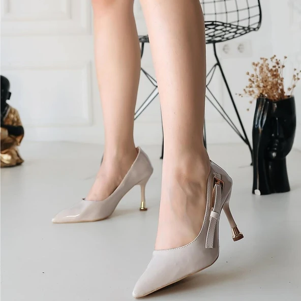 idimilla Lesia Bej Rugan Topuklu Ayakkabı - Resim 3