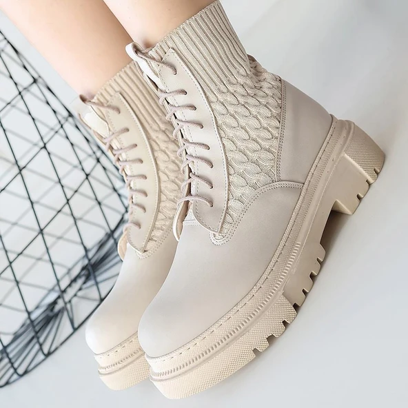 idimilla Utag Bej Cilt Bağcıklı Bot - Resim 4