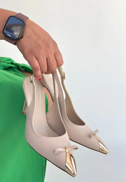 idimilla Joye Bej Cilt Topuklu Ayakkabı ürün görseli 1