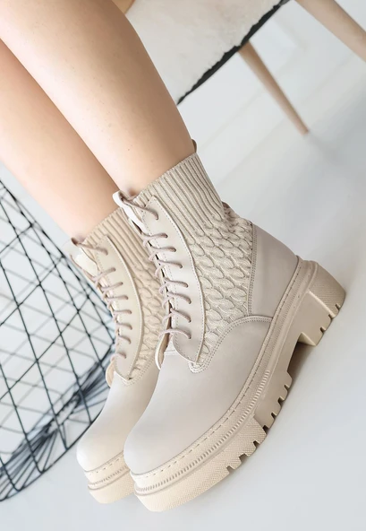 idimilla Utag Bej Cilt Bağcıklı Bot - Resim 2