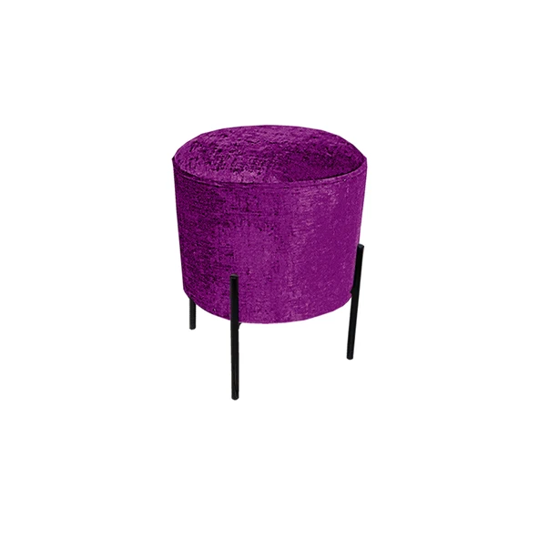 Puf Yuvarlak (Çelik Ayak) (Egzotik Desen) - Mor ürün görseli 1