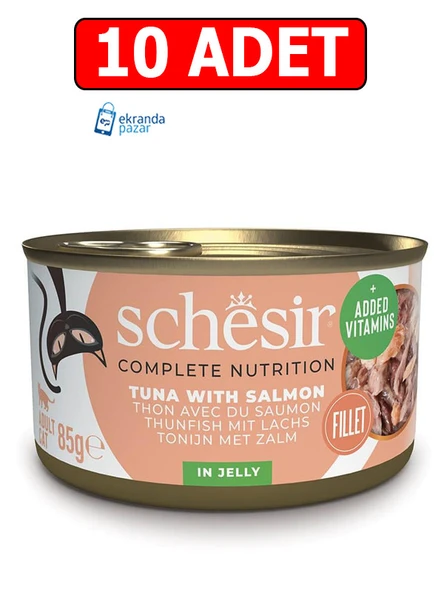 schesir ton balıklı ve somonlu jelly kedi yaş maması 85gr 10adet kedi konserve ıslak mama ürün görseli 1