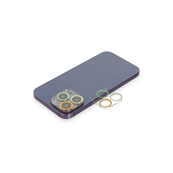 İphone 13 Pro Renkli Kamera Lens Koruma Cam - Sarı-turuncu ürün görseli 1