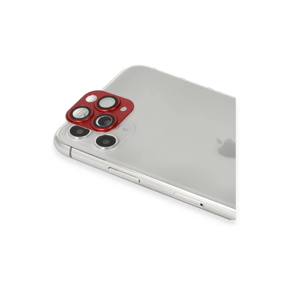 İphone 11 Pro Max Pers Alüminyum Kamera Lens - Kırmızı - Resim 2