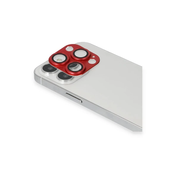 İphone 13 Pro Max Pers Alüminyum Kamera Lens - Kırmızı - Resim 2