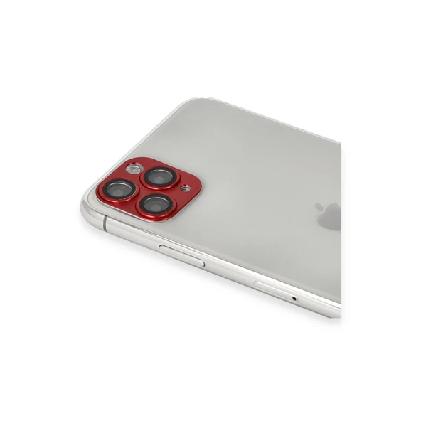 İphone 11 Pro Max Pers Alüminyum Kamera Lens - Kırmızı - Resim 3