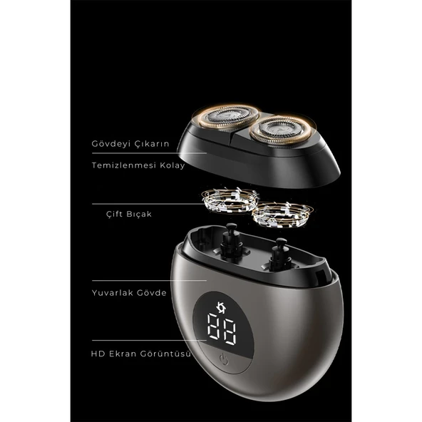Cb-s1 Dijital Şarj Göstergeli Tıraş Makinesi - Gri - Resim 3